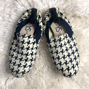 Yo si Samra Sz 5 Houndstooth Ballet Flat Blue Canvas